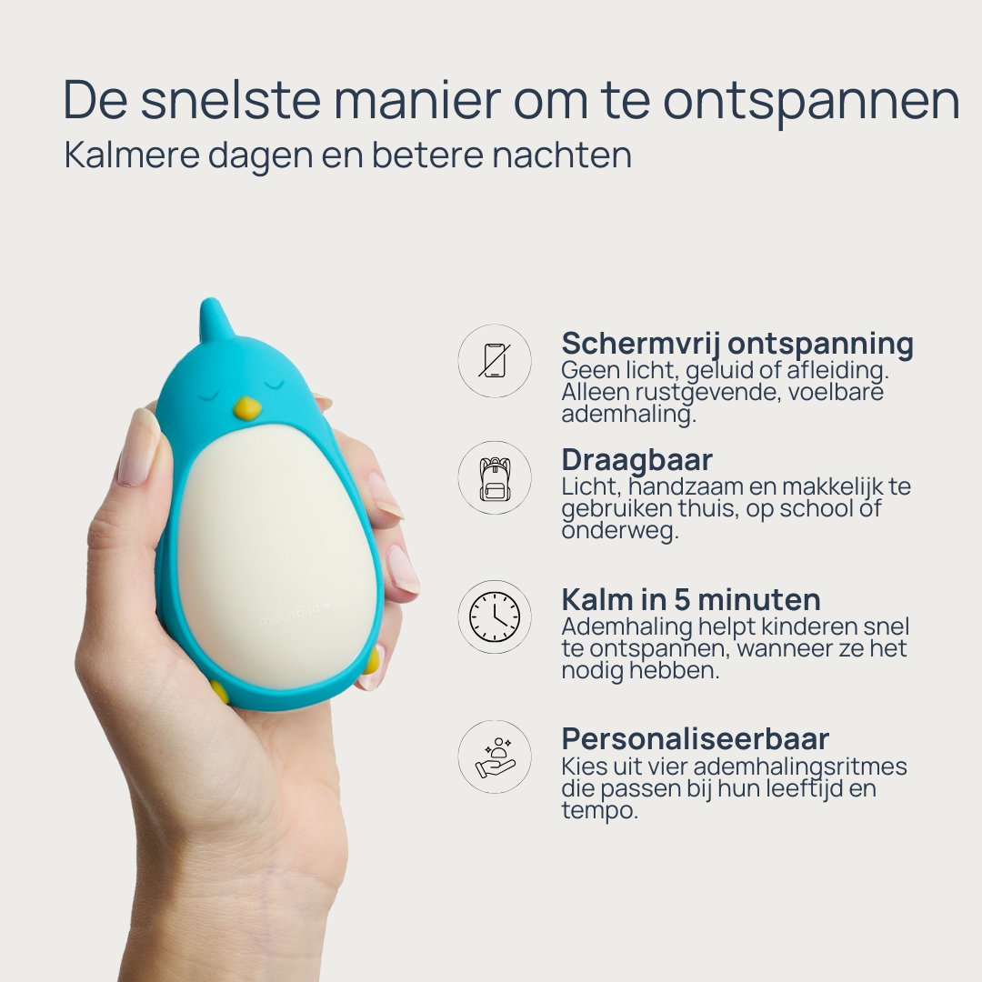 moonbuddy functies overzicht - blauwe vogel met feature callouts